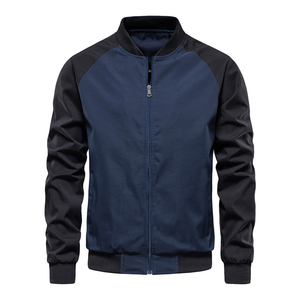 Blouson bomber homme style varsity, col côtelé, fermeture éclair, décontracté, élégant, style universitaire - Product Image 1
