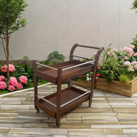 Chariot mobile en bois commercial à deux étages pour hôtels et restaurants-Chariot de nettoyage de tasses à vin et à thé avec support de table d'appoint