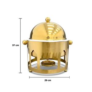 Luxury Arabic Round Chafing Dish Hanging <b>Soup</b> Pot Tall Rod Metal Frame Wooden Base Ramadan Buffet Server Single Unit - Product Image 5
