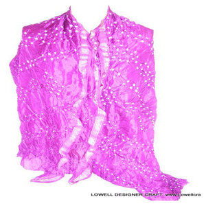 Écharpe en soie élégante et décontractée, imprimée tie-dye, motif Bandhani, style indien unique, multicolore, longue, Dupatta Bandehej, élégante, faite à la main - Product Image 2
