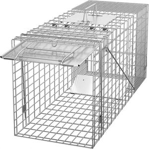 32\" Heavy Duty Steel Live <b>Animal</b> <b>Cage</b> with Iron Door Humane Rodent Trap - Product Image 1