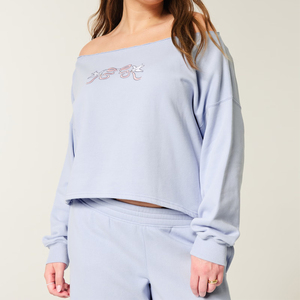 Sudadera Corta Ecológica para Mujer, Cuello Redondo, Poliéster, Tallas Grandes, Holgada, Casual, Hombros Caídos, Forrada, Estilo Urbano - Product Image 1