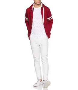 Sweat à capuche pour homme, design tendance d'hiver de haute qualité, 100% coton molletonné, fermeture éclair rouge - Product Image 2