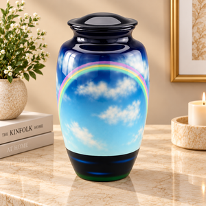 <b>Teal</b> Metal Memorial Urn with Turtle Inlay Artwork Dome Lid Keepsake Ashes Container for Funeral Remembrance Decor - Product Image 6