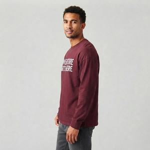 Camisetas de Cuello Alto de Algodón de 220 g/m², Camisetas Estampadas Personalizadas, Camisetas de Manga Larga, Ropa Casual Ecológica para Hombre - Product Image 4