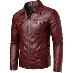Veste en cuir de qualité supérieure pour homme, veste en simili/cuir de vache tendance, veste bomber de moto pour l'hiver pour homme - Product Image 2