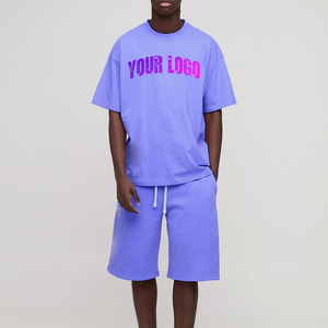 Ensemble de survêtements décontractés d'été personnalisés 2 pièces pour femmes, t-shirt à manches courtes en coton, ensemble de shorts d'été pour hommes, unisexe - Product Image 5