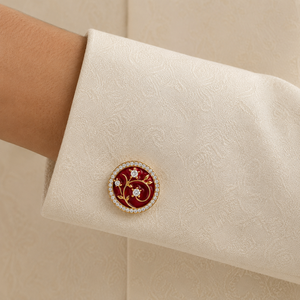 Boutons de manchette en laiton Mayrabygungun avec travail d'émail Meenakari fait main, style Kundan, origine Rajasthan, unisexe, pour mariage et occasions formelles - Product Image 3