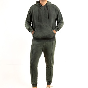 Ensemble de survêtement délavé pour homme de qualité supérieure, en tissu respirant, pour le sport et le jogging, avec sweat à capuche et pantalon, grande taille, style streetwear décontracté, OEM, très demandé - Product Image 1