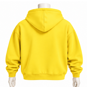 <b>Yellow</b> Mens Zip Up <b>Hoodie</b> Heavyweight Fleece Chenille Letter Applique Oversized Streetwear Sweatshirt with Kangaroo Pockets - Product Image 2