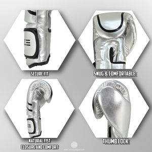 Guantes de Boxeo Metálicos Plateados Personalizados para Entrenamiento de Sparring y Muay Thai, Trabajo con Saco de Boxeo, Artes Marciales y Boxeo - Product Image 5