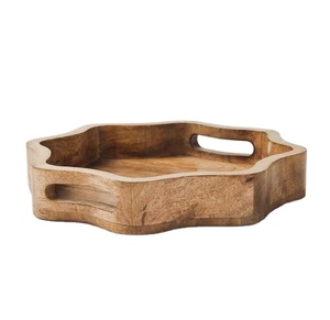 Latest Vintage Style Rectangular Mango Wood Serving Tray Handles Rustic Carved Handmade Eco-Friendly Durable Breakfast Tray - Product Image 1