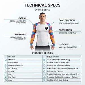 Rashguard MMA personnalisé sublimé à manches courtes, T-shirt de compression d'entraînement BJJ pour grappling, OEM - Product Image 5