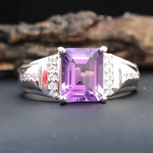 Luxury Amethyst <b>Ring</b> Bezel Setting <b>925</b> Sterling <b>Silver</b> Natural Purple Birthstone Wedding & Party Gift - Product Image 6