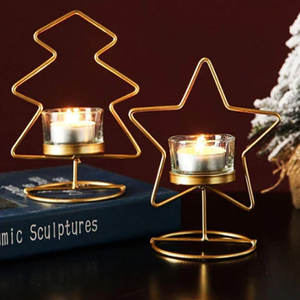 <b>Christmas</b> <b>Tree</b> and Star Tealight Candle Holder Set 2 <b>Christmas</b> decoration & Gifting Candle Votive Holder - Product Image 1