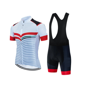 Ensemble de maillot de cyclisme pour hommes, manches courtes, blanc, rouge, noir, kit de sport respirant - Product Image 1