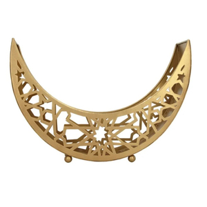 Handmade Gold Iron Eid Mubarak Serving <b>Tray</b> Design Ramadan Dessert Plate For Iftar Party & Muslim Festival <b>Table</b> Decoration - Product Image 2