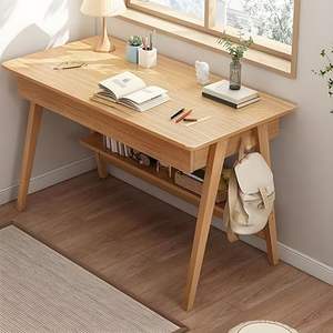 Escritorio de Estudio Simple de Latón Estilo Art Deco para el Hogar, Dormitorio de Estudiantes, con Silla de Computadora Informal Ensamblada y Cajón para Uso en Oficina - Product Image 1