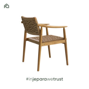 High Quality Natural Plantation Teak Wood Armchair Minimalist Modern Design Cane Rope Dining Living Room Hotel Outdoor Portable - Product Image 2