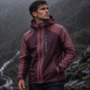 Chaqueta Impermeable para Hombre, Talla Grande, con Capucha y Cremallera, Cortavientos, Chaqueta Informal de Poliéster para Otoño - Product Image 6