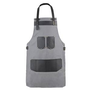 Delantal de Trabajo Premium de Lona con Tirantes Cruzados de Cuero, Personalizable con Marca, Uniforme para Bartender, Estilista, Barista, Restaurante - Product Image 1