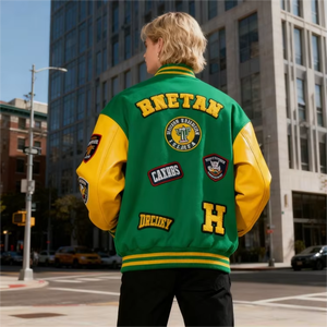 Chaqueta de Béisbol Ligera Estilo Letterman, Fabricada por el Fabricante Original, Chaqueta de Cuero PU Resistente al Viento para Primavera y Otoño - Product Image 3