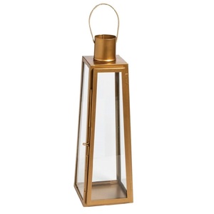<b>Black</b> Rectangular Metal <b>Lantern</b> With Candle Holder For Home Decoration Durable <b>Black</b> Frame Clear Glass Panels Handle - Product Image 3