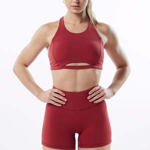 Sujetador deportivo de alto soporte para mujer, liso, con cuello alto y costuras frontales, transpirable, para entrenamiento, yoga, gimnasio y fitness, con logo frontal - Product Image 4