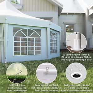Tenda a baldacchino bianca 29FT X 21FT per eventi e feste, impermeabile, a doppio strato, con 2 pareti laterali in PVC a scomparsa, in acciaio e poliestere - Product Image 4