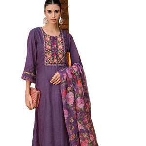 งานด้ายไหมลาย้เหนียวของนักออกแบบล่าสุดพิมพ์ชุด Kurti โดย Fab Zone - Product Image 1