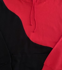 Sweat-shirts bicolores rouge et noir, logos personnalisés, coton molletonné de haute qualité avec poches kangourou, vêtements d'hiver décontractés - Product Image 3