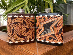 Newest Luxury Customized Hand Tooled Leather Premium Heavy Duty Hip <b>Flask</b> Holder Case Personalized Genuibe Cowhide Leather <b>Flask</b> - Product Image 3