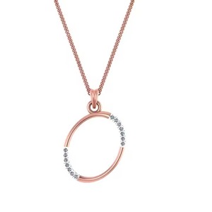 Pendentif classique en or rose et diamants pour femme, bijoux raffinés pour un cadeau d'anniversaire de mariage avec un design élégant et intemporel - Product Image 1