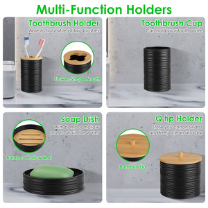 8 pezzi Set di accessori da bagno 5 opzioni di colore-porta bagno porta sapone porta spazzolino da denti portasapone spazzola pulizia wc - Product Image 2