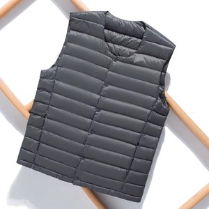 Chaleco de Plumón Blanco Talla 7XL Plus Size 90 para Hombre, Chaleco de Plumón Ultraligero, Portátil, Cuello en V, Sin Mangas, Largo Regular, 100% Poliéster - Product Image 6
