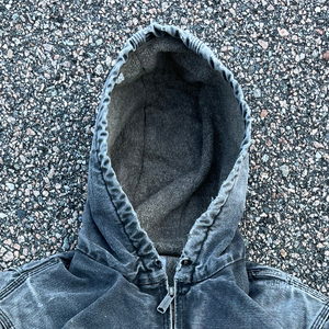 Vintage Washed Winter Loose Solid Eco-Friendly Denim <b>Jacket</b> Hooded <b>Zip</b> <b>up</b> Casual Streetwear Outerwear for Men - Product Image 3