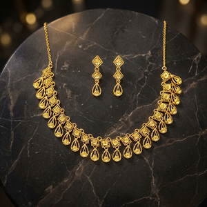 สร้อยคอทองชุบไมครอน 14K18K24K แบบสั้น ดีไซน์ตุรกี ขายส่ง ชุดเครื่องประดับแฟชั่นงานแต่งงานสไตล์ดูไบแบบดั้งเดิม - Product Image 6