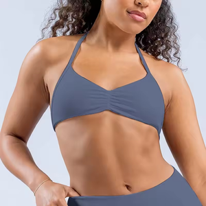Tops de yoga sin costuras para mujer al por mayor, sujetador deportivo push-up sin espalda con tirantes delanteros fruncidos, diseño transpirable para yoga y gimnasio - Product Image 5