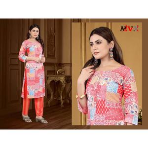 Vêtements habillés TOP IMPRIMÉ EN COTON AVEC BAS ROSE - Product Image 1