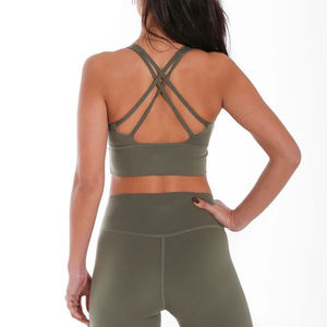 Women's Longline Sports Bra Scoop Neck Medium <b>Support</b> Racerback Quick Dry Stretch Yoga Fitness <b>Crop</b> <b>Top</b> - Product Image 1