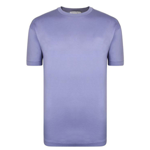 T-shirt pour homme à manches courtes, couleur unie, coupe classique, col rond, tricoté, style décontracté, violet, 100% coton - Product Image 1
