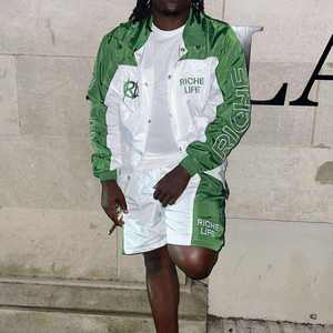 Premium Nylon Streetwear Solid Tracksuit Men Zip Hooded Windbreaker <b>Jacket</b> and Shorts Set - Product Image 2