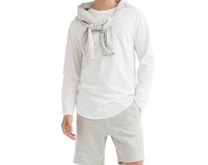 Recién llegado, camiseta de manga larga para hombre, 100% de algodón, cuello redondo, ajuste relajado, secado rápido, transpirable y sostenible, patrón sólido - Product Image 1