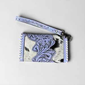 Cartera de Muñeca Portátil de Cuero Genuino Vintage con Estampados de Animales, Cierre Abierto y Flores, Tipo Clutch para Uso Diario - Product Image 4