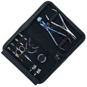 Kit de herramientas profesionales para extensiones de cabello con crimpadora de cuentas de 7 pulgadas y 2 orificios, aplicador de cinta, caja de cuentas y separador de cabello. - Product Image 1