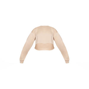 Sudadera Corta Personalizada con Cuello Redondo y Bajo sin Rematar, Oversize, de 380 Gramos, Top de Peso Pesado con Borde sin Rematar para Mujer - Product Image 1