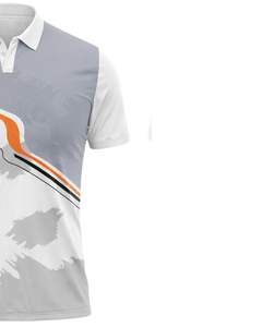 Camiseta Polo Personalizada para Hombre en Gris Claro y Blanco, Manga Corta, Estampado Gráfico, Transpirable, de Poliéster, Deportiva, Casual, para Golf y Entrenamiento - Product Image 4