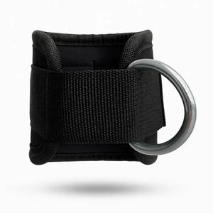 Tobilleras de neopreno acolchadas para levantamiento de pesas, correas ajustables con anillas en D para cable, accesorio para gimnasio y entrenamiento físico. - Product Image 3