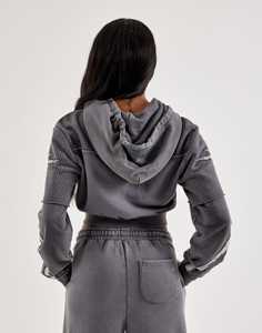 Sudadera con capucha y cremallera completa para mujer, estilo urbano, manga larga, forro polar, ropa deportiva de invierno, talla grande - Product Image 4