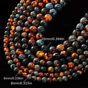 Wholesale 4 6 8 10 12mm Natural Flame Stone Beads Natural Yooperlite Stone Round Loose Beads for <b>Necklace</b> Bracelet Making - Product Image 2